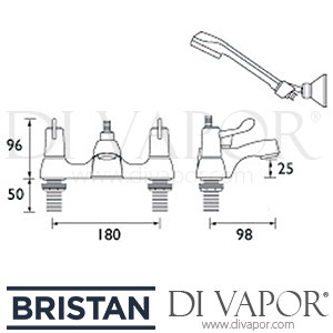 Bristan VAL BSM E8 C CD Lever Bath Shower Mixer with 3 Inch (76mm) Levers - 8 Litre Flow Limit Spare Parts